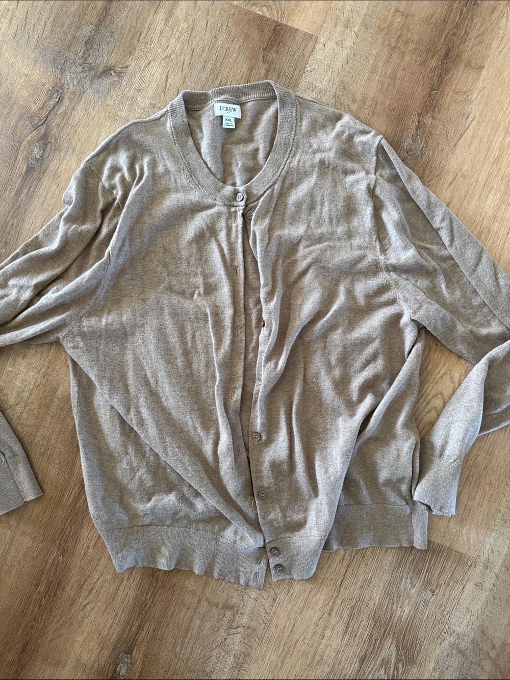 J. Crew Women's Taupe Button-Front Crewneck Cardigan - XXL